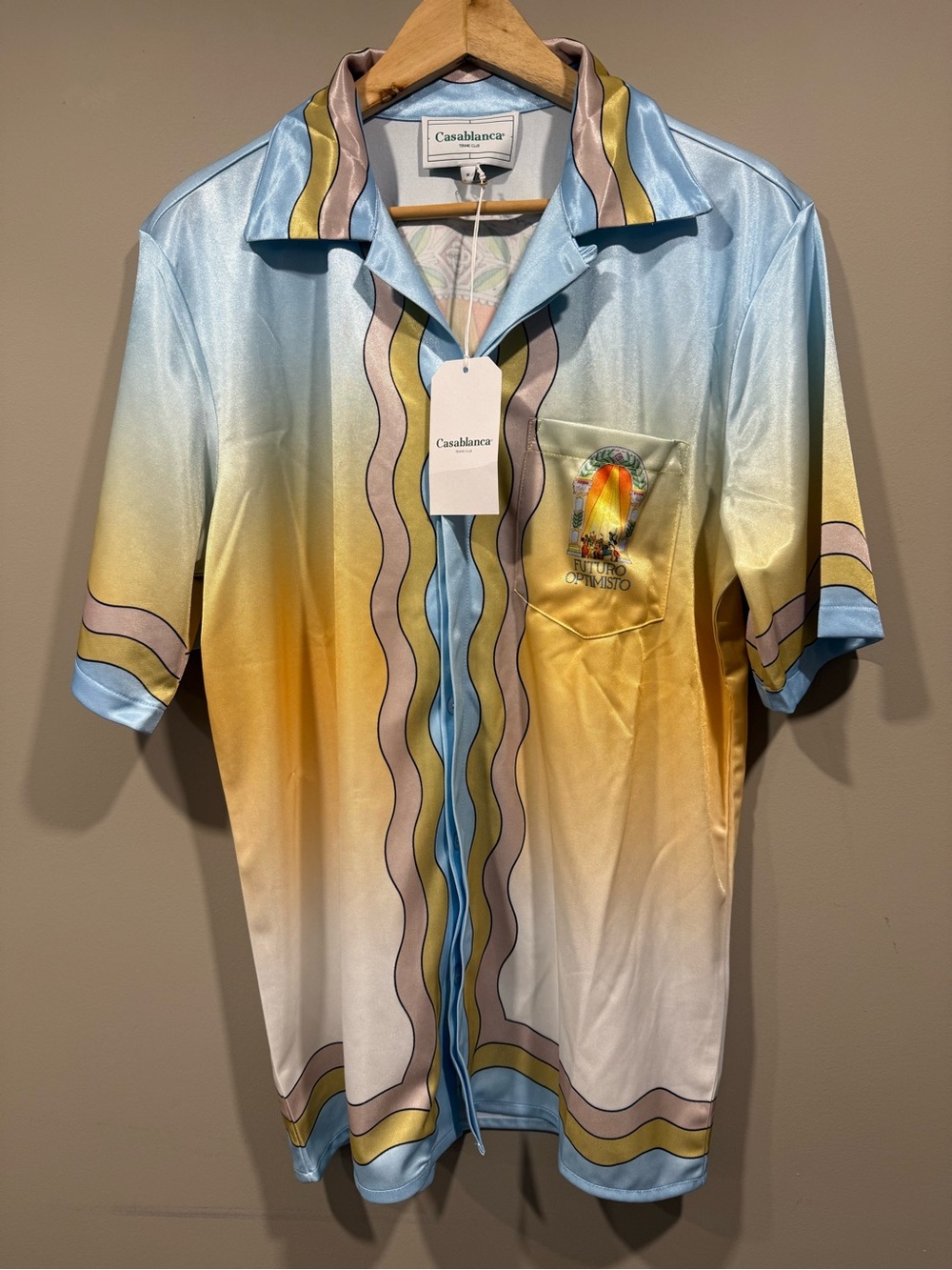 Casa Blanca Azure Futuro Optimiso Pastel Short-Sleeve Shirt - Blue/Yellow (Set) image 3